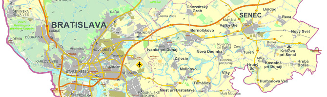 Mapa Bratislavského kraja